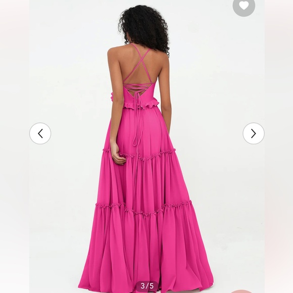 Empire Chiffon Tiered Skirt Max Bohemian Dresses-Fuchsia - Picture 2 of 5